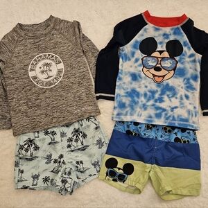Disney Toddler Rashguard Swim Trunks Bundle
